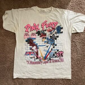 Vintage 1988 Pink Floyd White Momentary Lapse Of Reason Tour T-Shirt Size Large